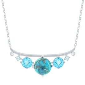 Classic Women's Necklace Sterling Graduating Round Turquoise and Blue CZ M-6848 レディース