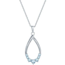 Classic Women's Necklace Sterling Pear-shaped Sky Blue Topaz Gemstone M-6950 レディース