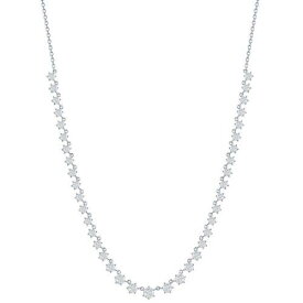 Classic Women's Necklace Sterling Silver Graduating Round White CZ Stone M-7056 レディース