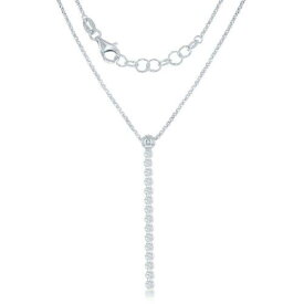 Classic Sterling Silver Long Row of CZs Necklace ユニセックス