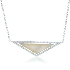 Classic Sterling Silver Triangle White MOP CZ Necklace ユニセックス