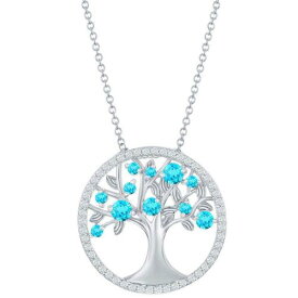 Classic Women's Necklace Blue Topaz CZ December Birthstone Tree of Life M-6771 レディース