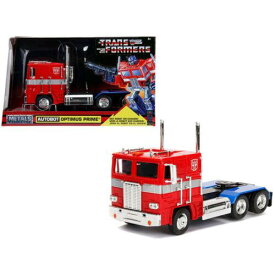 Jada 1/24 Diecast Model Truck G1 Autobot Optimus Prime with Robot on Chassis Red