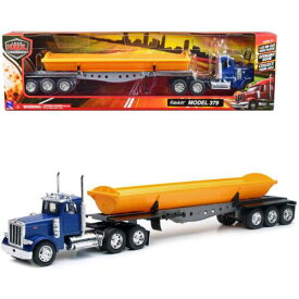 New Ray 1/32 Truck with Side Dump Long Haul Truckers Peterbilt 379 Blue/Yellow