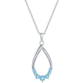 Classic Women's Necklace Sterling Silver Swiss Blue Topaz Pear-shaped M-6983 レディース