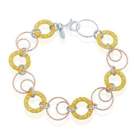 Classic Women's Bracelet Tri Color Sterling Silver Open Circles Link S-4796 レディース