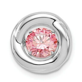 Jewelry Sterling Silver Platinum-plated Polished Vibrant Pink CZ Circle Pendant ユニセックス