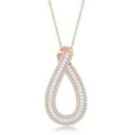 Classic Sterling Silver Rose GP White Baguette CZ Pear Shaped Necklace ユニセックス