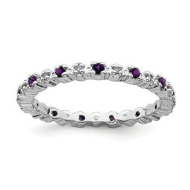 Sterling Silver Stackable Expressions Amethyst & Diamond Ring ユニセックス