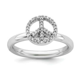Sterling Silver Stackable Expressions Peace Symbol Diamond Ring ユニセックス