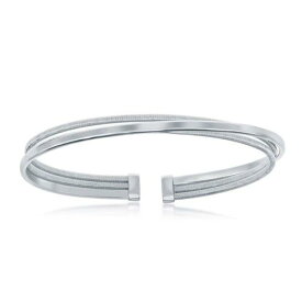 Italian Collection Women's Bangle Sterling Silver Bonded with Platinum Wire レディース