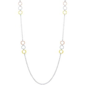 Classic Women's Necklace Sterling Silver Tri Color Diamond Cut Rings L-3657 レディース