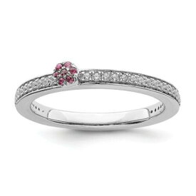 14k White Gold Stackable Expressions Pink Tourmaline and Dia. Ring ユニセックス