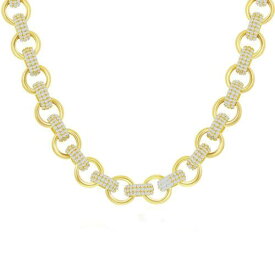Classic Women's Necklace GP Sterling Silver Micro Pave CZ Linked M-6827-GP レディース