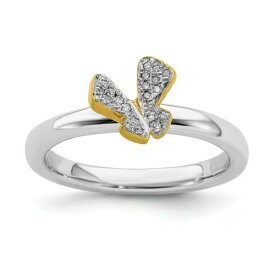 Sterling Silver Stackable Expressions Gold-plate Butterfly Diamond Ring ユニセックス
