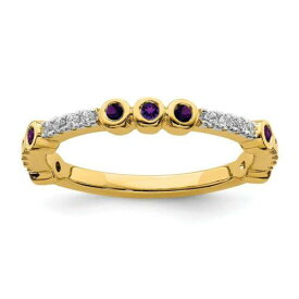 14k Stackable Expressions Amethyst and Diamond Ring ユニセックス