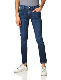 ゲス Guess Mens Stylish Skinny-Fit Jeans with Logo Patches Blue Size 33 メンズ