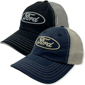 Ford Men's Official Licensed Embroidered Logo Vintage Wash Mesh Trucker Hat Cap メンズ