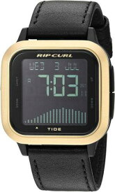 リップカール Rip Curl Men's Next Surf Tide Leather 39mm Watch - Black/Gold メンズ