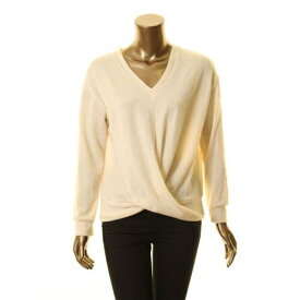 Lush ラッシュ LUSH NEW Women's Cream Lightweight Knit Twist-front V-Neck Sweater Top S TEDO レディース