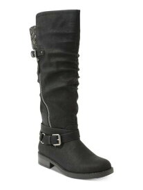 キスハグ XOXO Womens Black Slouchy Partial Miles Toe Block Heel Riding Boot 9.5 M レディース