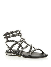 アッシュ ASH Womens Black Gem Jewel Heel Sasha Sculpted Heel Leather Gladiator Sandles 35 レディース