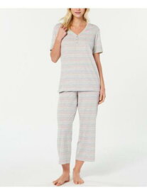CHARTER CLUB Sets Gray Striped V Neck T-Shirt Wide Leg Sleepwear Size L レディース