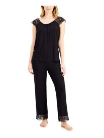 CHARTER CLUB Womens Black Lace T-Shirt Straight leg Pants Knit Pajamas XL レディース