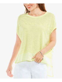 ヴィンス VINCE CAMUTO Womens Yellow Cap Sleeve Boat Neck Top Size: L レディース