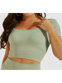 ゲス GUESS Womens Green Fitted Seamless Scoop-back Crop Active Wear Crop Top ML レディース