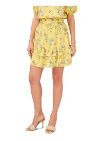ヴィンス VINCE CAMUTO Womens Yellow Smocked Textured Lined Pull On Mini Ruffled Skirt M レディース