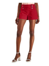 INC Womens Red Stretch Darted Pocketed Snap Button Detail High Waist Shorts 18 レディース