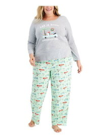 FAMILY PJs Womens Green T-Shirt Straight Pants Knit Pajamas Plus 3X レディース