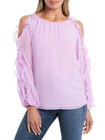 1. STATE Womens Pink Elasticized Neck And Cuffs Long Sleeve Party Blouse S レディース