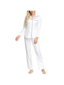 INK + IVY Womens White Notched Collar Straight leg Pants Satin Pajamas XL レディース