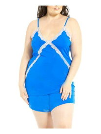 I COLLECTION Sets Blue Solid Spaghetti Strap V Neck Cami Everyday Size 1X レディース