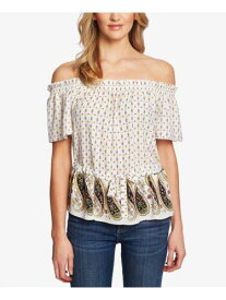 CECE Womens Ivory Paisley Short Sleeve Off Shoulder Peplum Top XL レディース