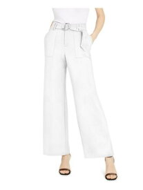 INC Womens White Belted Zippered Wide Leg Shorts 8 レディース