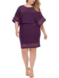 ジェシカハワード JESSICA HOWARD Womens Purple Lined Closure Kimono Sleeve Blouson Dress Plus 18W レディース