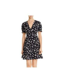 フレンチコネクション FRENCH CONNECTION Womens Navy Floral Short Sleeve V Neck Short Wrap Dress 8 レディース