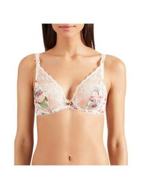 AUBADE Intimates Ivory Sheer Triangle Plunge Bow Detail Floral Underwire Bra 32D レディース
