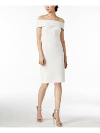 カルバンクライン CALVIN KLEIN Womens White Short Sleeve Formal Sheath Dress Petites 12P レディース