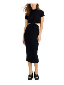 エルエヌエー LNA CLOTHING Womens Black Knit Short Sleeve Midi Sweater Dress M レディース