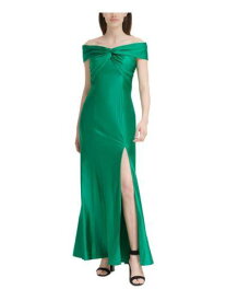 カルバンクライン CALVIN KLEIN Womens Green Twist-front Short Sleeve Off Formal Gown Dress 14 レディース
