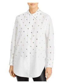 3.1 PHILLIP LIM Womens White Shirttail Vented Hem Cuffed Sleeve Button Up Top 4 レディース