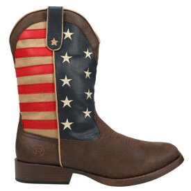 ローパー Roper American Patriotic Square Toe Cowboy Mens Blue Brown Red Casual Boots 0 メンズ