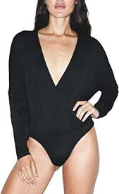 American Apparel Womens Mix Modal Long Sleeve Drape Bodysuit Black Size XX-Large レディース