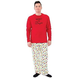 Touched by Nature Unisex Holiday Pajamas Merry And Bright Men Men Small Red レディース