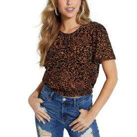 Guess ゲス GUESS NEW Women's Rhelin Flocked Cheetah Print Casual Shirt Top M TEDO レディース