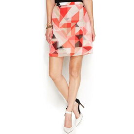 Vince Camuto ヴィンス VINCE CAMUTO NEW Women's Taffy Pink Geo-print Double Layer A-Line Skirt 2 TEDO レディース